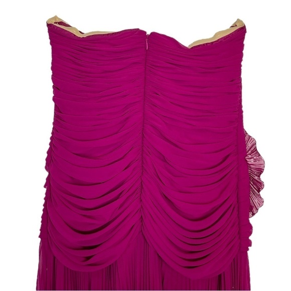 DAYMOR COUTURE 811SC RUFFLE FLORAL ACCENTED SWEETHEART PLEATED STRAPLESS GOWN - Picture 5 of 13